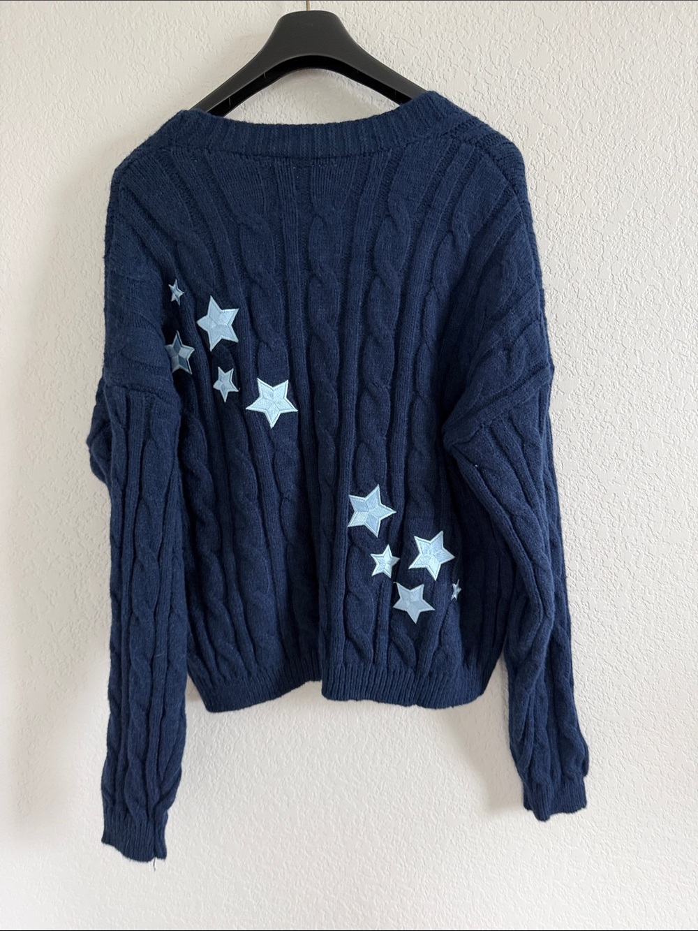 Taylor Swift Cardigan Midnights Album Navy Blue Stars Cozy Sweater. Size MD/LG - Picture 5 of 8